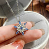 Women's Blue Copper Zircon Snowflake Necklace With Geometric Star Pendant Elegant Christmas Holiday Jewelry