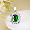 Women's Blue Gem Pendant Rectangular S925 Sterling Silver Light Luxury Geometric Diamond Design Necklace With Cross Chain