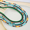 Women's Bohemian Casual Collarbone Necklace With Mixed Colorful Rice Beads And Glass Pendant Stainless Steel Handmade Geometric Style O Chain