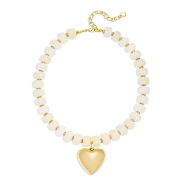 Women's Bohemian Colorful Resin Beaded Heart Shaped Choker Necklace With Electroplated Casual Fashion Jewelry