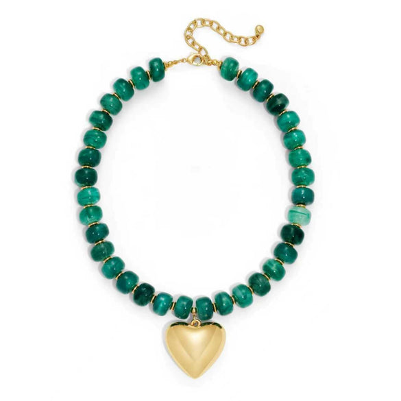 Women's Bohemian Colorful Resin Beaded Heart Shaped Choker Necklace With Electroplated Casual Fashion Jewelry