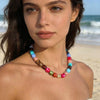 Women's Bohemian Colorful Resin Beaded Heart Shaped Choker Necklace With Electroplated Casual Fashion Jewelry