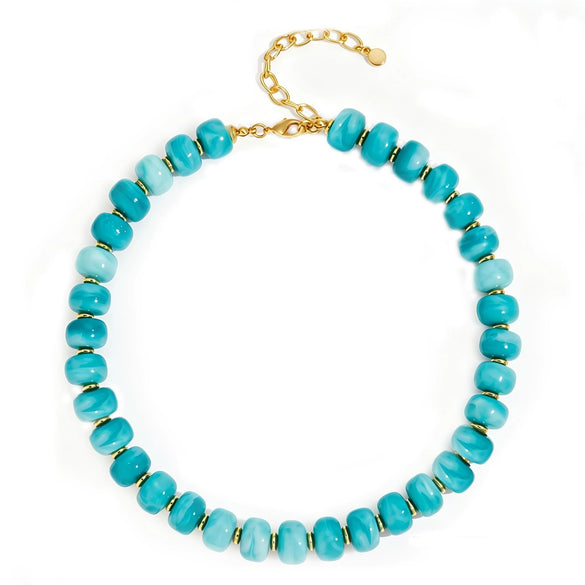 Women's Bohemian Colorful Resin Beaded Heart Shaped Choker Necklace With Electroplated Casual Fashion Jewelry