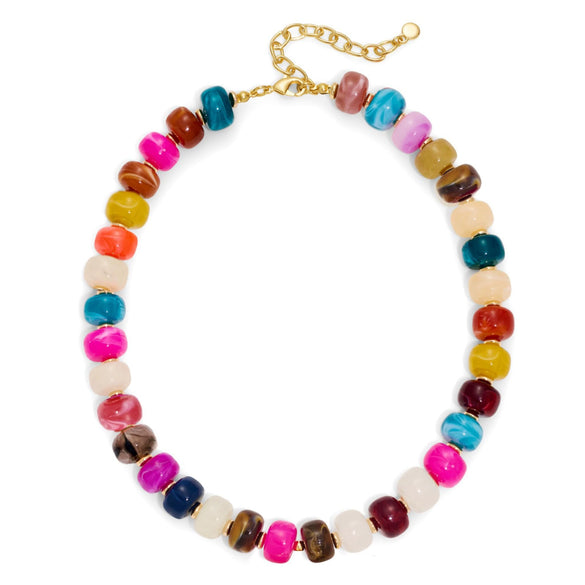 Women's Bohemian Colorful Resin Beaded Heart Shaped Choker Necklace With Electroplated Casual Fashion Jewelry