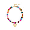Women's Bohemian Colorful Resin Beaded Heart Shaped Choker Necklace With Electroplated Casual Fashion Jewelry