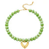 Women's Bohemian Colorful Resin Beaded Heart Shaped Choker Necklace With Electroplated Casual Fashion Jewelry