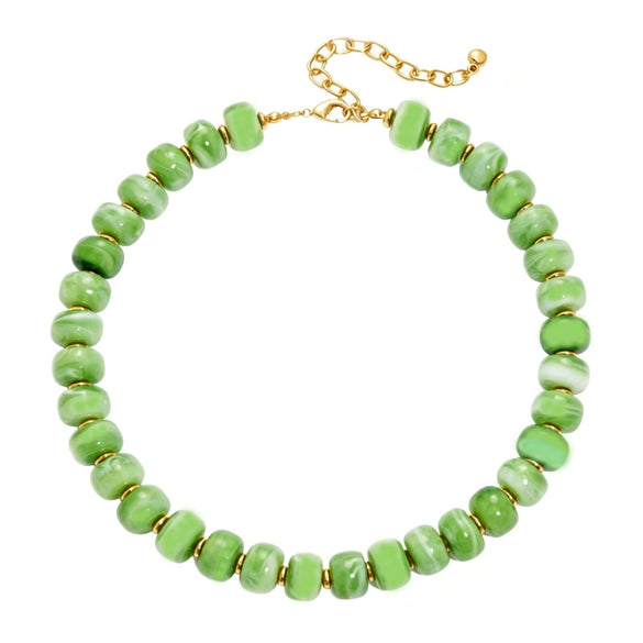 Women's Bohemian Colorful Resin Beaded Heart Shaped Choker Necklace With Electroplated Casual Fashion Jewelry