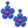 Women's Bohemian Flower Pendant Earrings With Alloy Electroplated Details And Raffia Woven Design Stainless Steel Ear Needles High End Floral Style