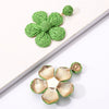 Women's Bohemian Flower Pendant Earrings With Alloy Electroplated Details And Raffia Woven Design Stainless Steel Ear Needles High End Floral Style
