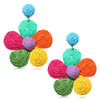 Women's Bohemian Flower Pendant Earrings With Alloy Electroplated Details And Raffia Woven Design Stainless Steel Ear Needles High End Floral Style