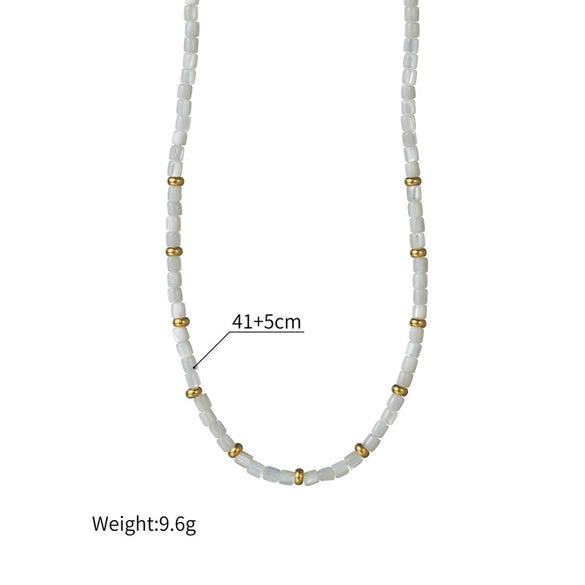Women's Bohemian Geometric Stainless Steel And Titanium Steel Beaded Handmade Electroplated Necklace
