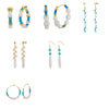 Women's Bohemian Geometric Tassel Earrings With Turquoise And Freshwater Pearl In 925 Silver Electroplated Finish