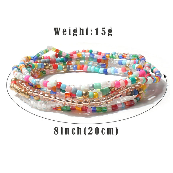 Women's Bohemian Handmade Pearl Geometric Multilayer Elastic Beaded Bracelet