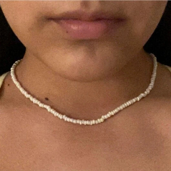 Women's Bohemian Handmade Rice Bead Geometric Short Choker Necklace