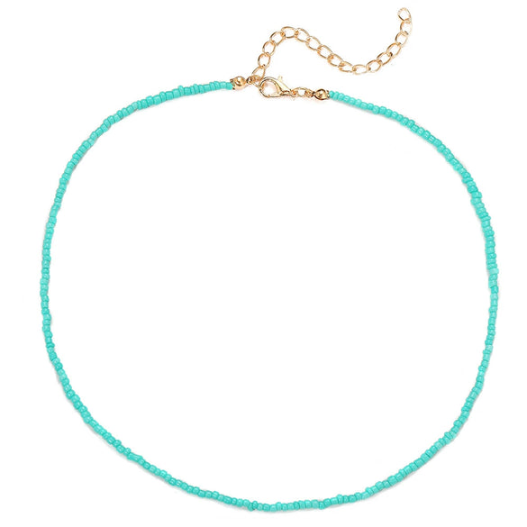 Women's Bohemian Handmade Rice Bead Geometric Short Choker Necklace