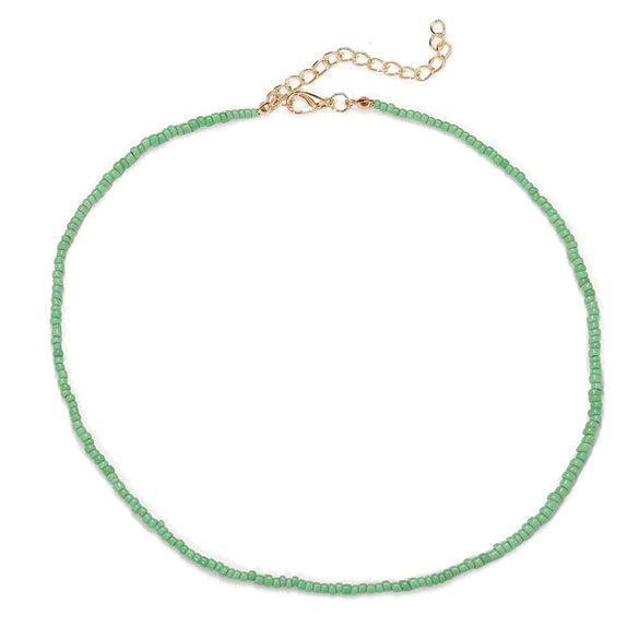 Women's Bohemian Handmade Rice Bead Geometric Short Choker Necklace