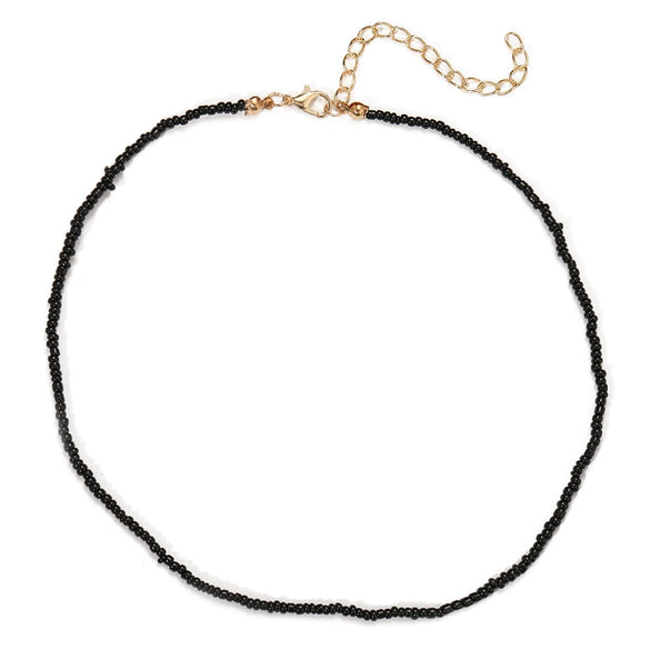 Women's Bohemian Handmade Rice Bead Geometric Short Choker Necklace