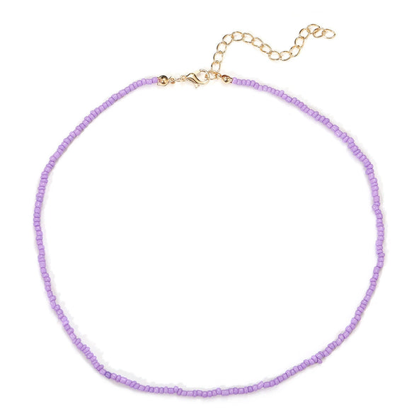 Women's Bohemian Handmade Rice Bead Geometric Short Choker Necklace