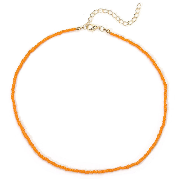 Women's Bohemian Handmade Rice Bead Geometric Short Choker Necklace
