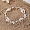 Women's Bohemian Imitation Pearl Braided Anklet With Starfish Shell And Geometric Pattern