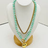 Women's Bohemian Rainbow Beaded Doublelayer Necklace With Polished Electroplated Alloy Heart Pendant