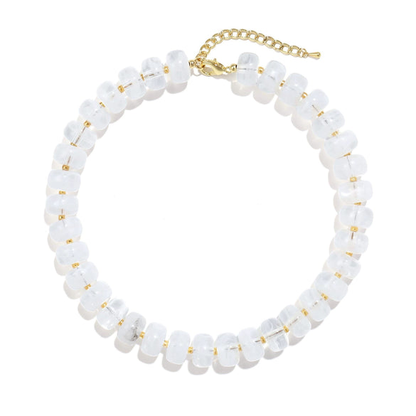 Women's Bohemian Resin Beaded Necklace With Geometric Pendant Ball Chain And Electroplated Casual Fashion Jewelry