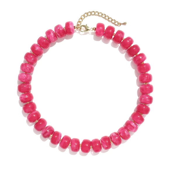 Women's Bohemian Resin Beaded Necklace With Geometric Pendant Ball Chain And Electroplated Casual Fashion Jewelry