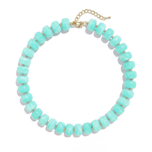 Women's Bohemian Resin Beaded Necklace With Geometric Pendant Ball Chain And Electroplated Casual Fashion Jewelry