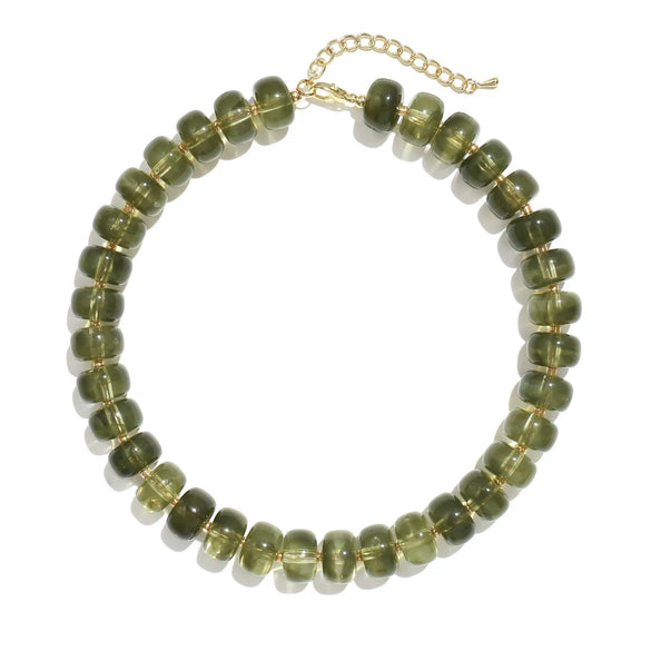 Women's Bohemian Resin Beaded Necklace With Geometric Pendant Ball Chain And Electroplated Casual Fashion Jewelry