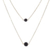 Women's Bohemian Retro Double Layer Volcanic Stone Necklace With Alloy Geometric Pendant Electroplated Fashion Jewelry
