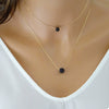 Women's Bohemian Retro Double Layer Volcanic Stone Necklace With Alloy Geometric Pendant Electroplated Fashion Jewelry