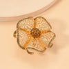 Women's Bohemian Retro Hollow Flower Open Ring With Alloy Diamond Accents Adjustable Fashion Statement Jewelry