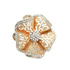 Women's Bohemian Retro Hollow Flower Open Ring With Alloy Diamond Accents Adjustable Fashion Statement Jewelry