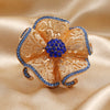 Women's Bohemian Retro Hollow Flower Open Ring With Alloy Diamond Accents Adjustable Fashion Statement Jewelry