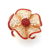 Women's Bohemian Retro Hollow Flower Open Ring With Alloy Diamond Accents Adjustable Fashion Statement Jewelry