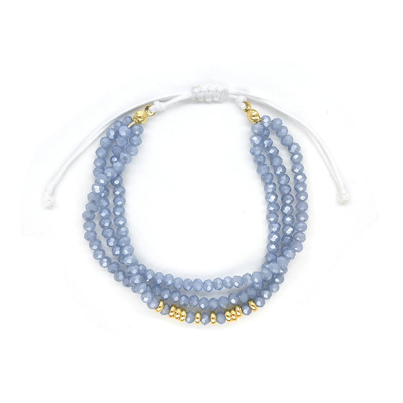 Women's Bohemian Simple Allmatch Handwoven Glass And Glaze Geometric Multilayered Crystal Cut Beaded Bracelet