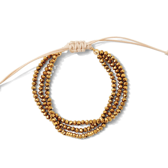 Women's Bohemian Simple Allmatch Handwoven Glass And Glaze Geometric Multilayered Crystal Cut Beaded Bracelet