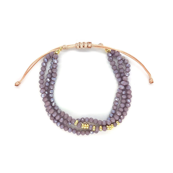Women's Bohemian Simple Allmatch Handwoven Glass And Glaze Geometric Multilayered Crystal Cut Beaded Bracelet