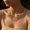 Women's Bohemian Stainless Steel Beaded Necklace With Geometric Design And 18K Vacuum Plated Finish
