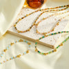 Women's Bohemian Stainless Steel Beaded Necklace With Geometric Design And 18K Vacuum Plated Finish