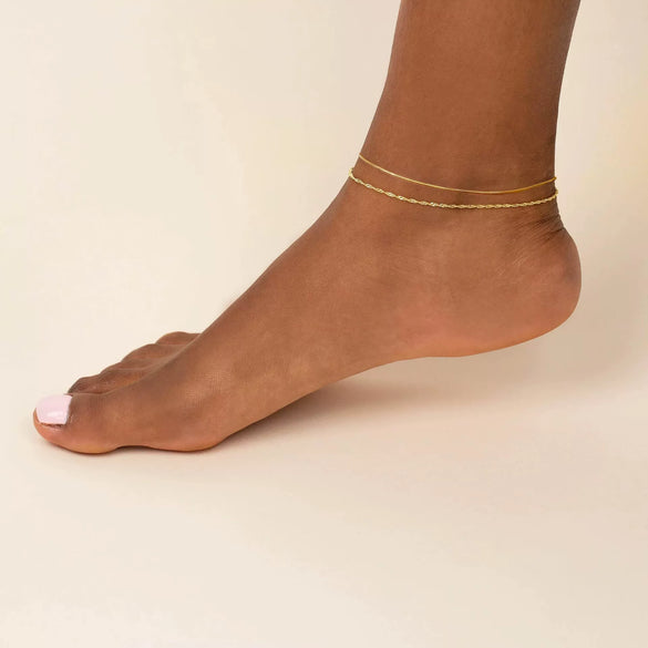 Women's Bohemian Stainless Steel Layered Anklet Simple Fashion Geometric Beach Jewelry