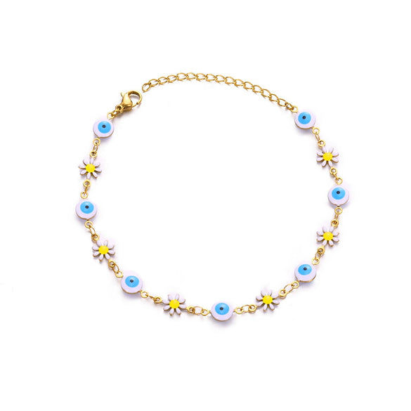 Women's Bohemian Style Colorful Flower Anklet Jewelry Stainless Steel And Resin