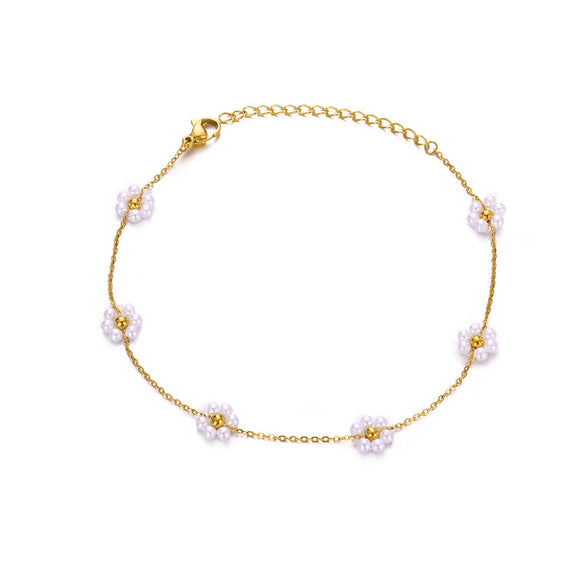 Women's Bohemian Style Colorful Flower Anklet Jewelry Stainless Steel And Resin