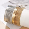 Women's Bohemian Style Exaggerated Wide Face Iron Metal Bracelet Set With Geometric Design And Electroplating
