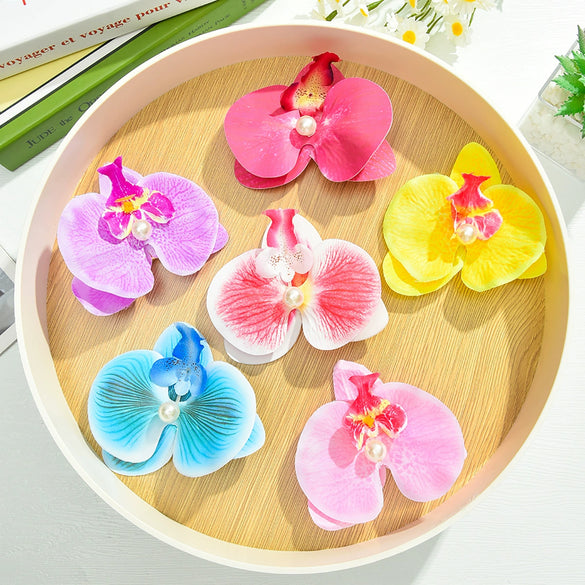 Women's Bohemian Style Fabric Hibiscus Flower Handmade Duckbill Clip Hairpin