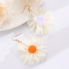Women's Bohemian Style Flower Fabric Hand Knitted Earrings