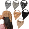 Women's Bohemian Style Geometric Fabric Turban Headband Paisley Elastic Hair Scarf Large Triangle Head Scarf