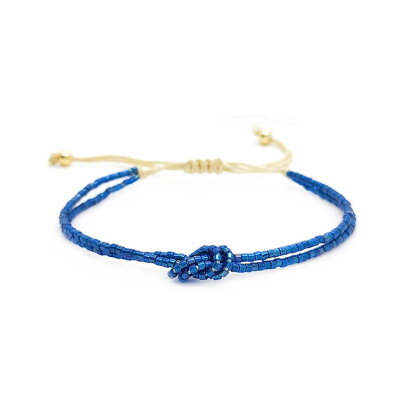 Women's Bohemian Style Glass And Glaze Beaded Handwoven Geometric Bracelet