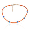 Women's Bohemian Style Handmade Daisy Flower Beaded Collarbone Necklace With Rice Beads And Ball Chain
