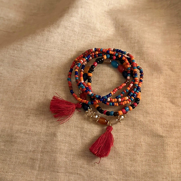 Women's Bohemian Style Handmade Multi Layer Rice Beads Geometric Bracelet Jewelry
